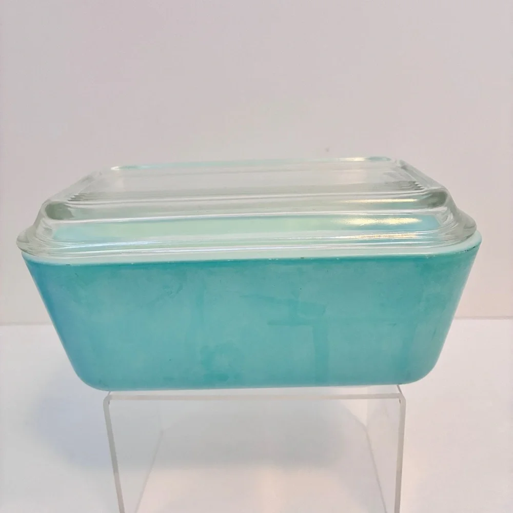 Pyrex Turquoise Refrigerator Dishes 0502/ 0501 With Lids Set of 3 Vintage